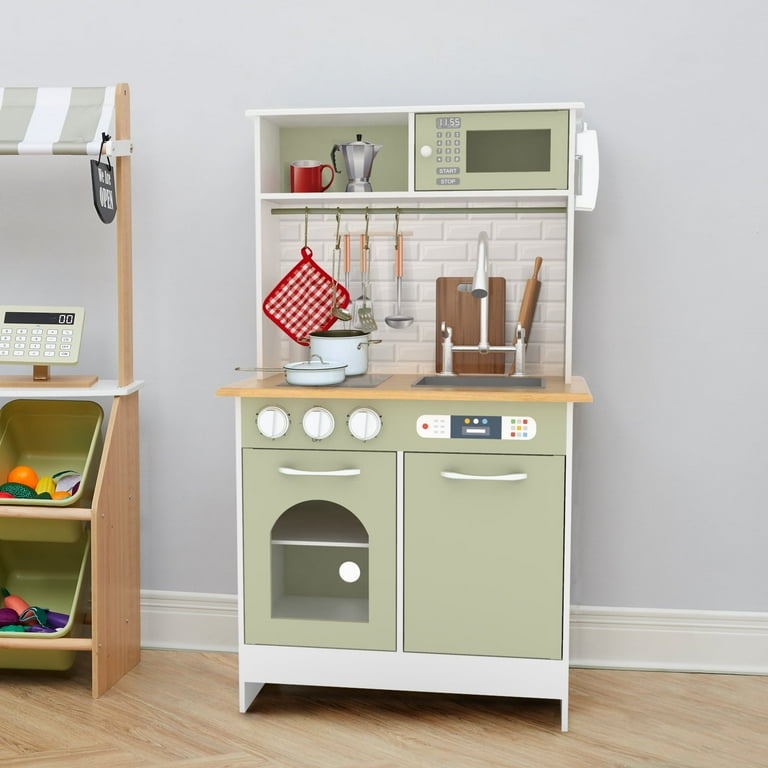 Teamson Kids Little Chef Boston Modern Play Kitchen Olive Green
