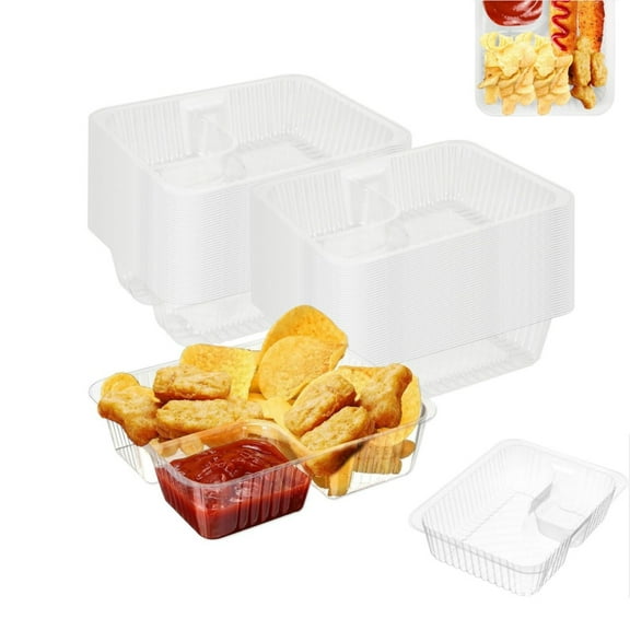Clear Nacho Containers for Chip,100 Pcs Durable Snack Trays,Durable Plastic Movie Night Snack Trays Supplies for Nachos & Cheese Dip