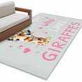 thumbnail image 6 of Grey Pink Giraffe Kitchen Runner Rug 2.7x5 Washable Runners for Hallway Non Slip Love Heart Spring Floral Botanical Large Area Rug Indoor Floor Carpet for Bathroom Laundry Entryway Bedroom, 6 of 8