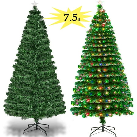 Zimtown 7.5FT Pre-Lit Artificial Christmas Tree Optical Fiber 7.5 FT Zimtown 7.5FT Pre-Lit Artificial Christmas Tree Optical Fiber 7.5 FT with W/ - Zimtown 7.5FT Pre-Lit Artificial Christmas Tree Optical Fiber 7.5 FT
