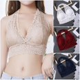 thumbnail image 3 of Spdoo Women's Scalloped Lace Halter Bralette Lined Bra Pads Crop Top Lace Bra Wirefree Breathable Crop Top Bra With Removable Chest Pads, 3 of 3