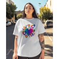 thumbnail image 3 of T Shirts for Women Short Sleeve Cotton Crewneck T-Shirt, Colorful Heart Love Illusion Tee Tops Casual Basic T-Shirts, XS-5XL White XS, 3 of 7