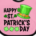 thumbnail image 4 of Inktastic Happy St. Patrick's Day Green Hat and Clovers Boys or Girls Baby Bib, 4 of 4