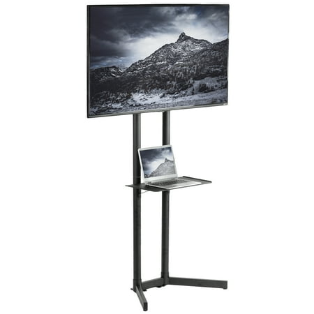 VIVO Black TV Floor Stand for 32" to 65" LCD LED Plasma Flat Panel Screens, Height Adjustable with Shelf (STAND-TV03N)