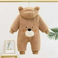 thumbnail image 4 of QUOTAY Baby Romper Winter Thermal Padded Outfit for Boys Warm Lined Bodysuit Long Sleeve Jumpsuit Coffee,90, 4 of 5