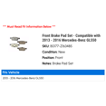 thumbnail image 2 of Front Brake Pad Set - Compatible with 2013 - 2016 Mercedes-Benz GL550 2014 2015, 2 of 2