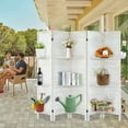 thumbnail image 3 of 5-Panel Room Divider with Shelves，5.6ft Tall Folding Privacy Screen Panels, Room Divider Wall, Divider for Room Separation, Room Divider Shelves，Effectively Block Sight,Cream White, 3 of 8