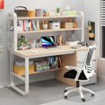 thumbnail image 3 of Workbench Computer Office Desks Study Table Bedroom Write Office Desks Shelf Secretaire Biurka Komputerowe Home FurnitureQF50OD My Lux Decor Round, 3 of 24