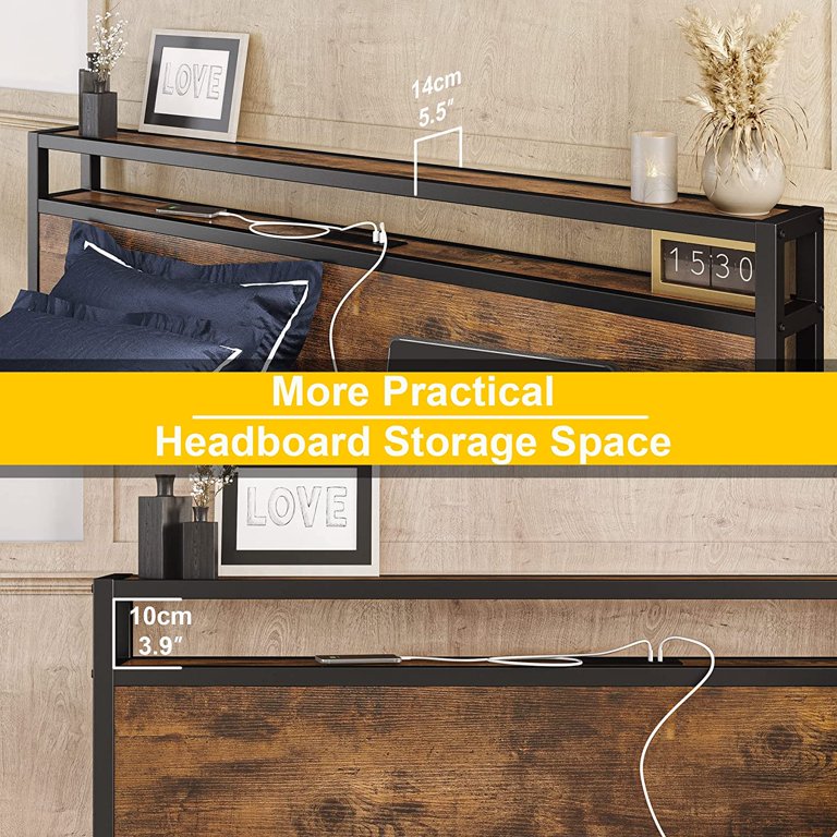 IRONCK Full Size Bed Frame with Drawers, Ergonomic Storage Headboard with  Charging Station, LED Ligh…See more IRONCK Full Size Bed Frame with  Drawers