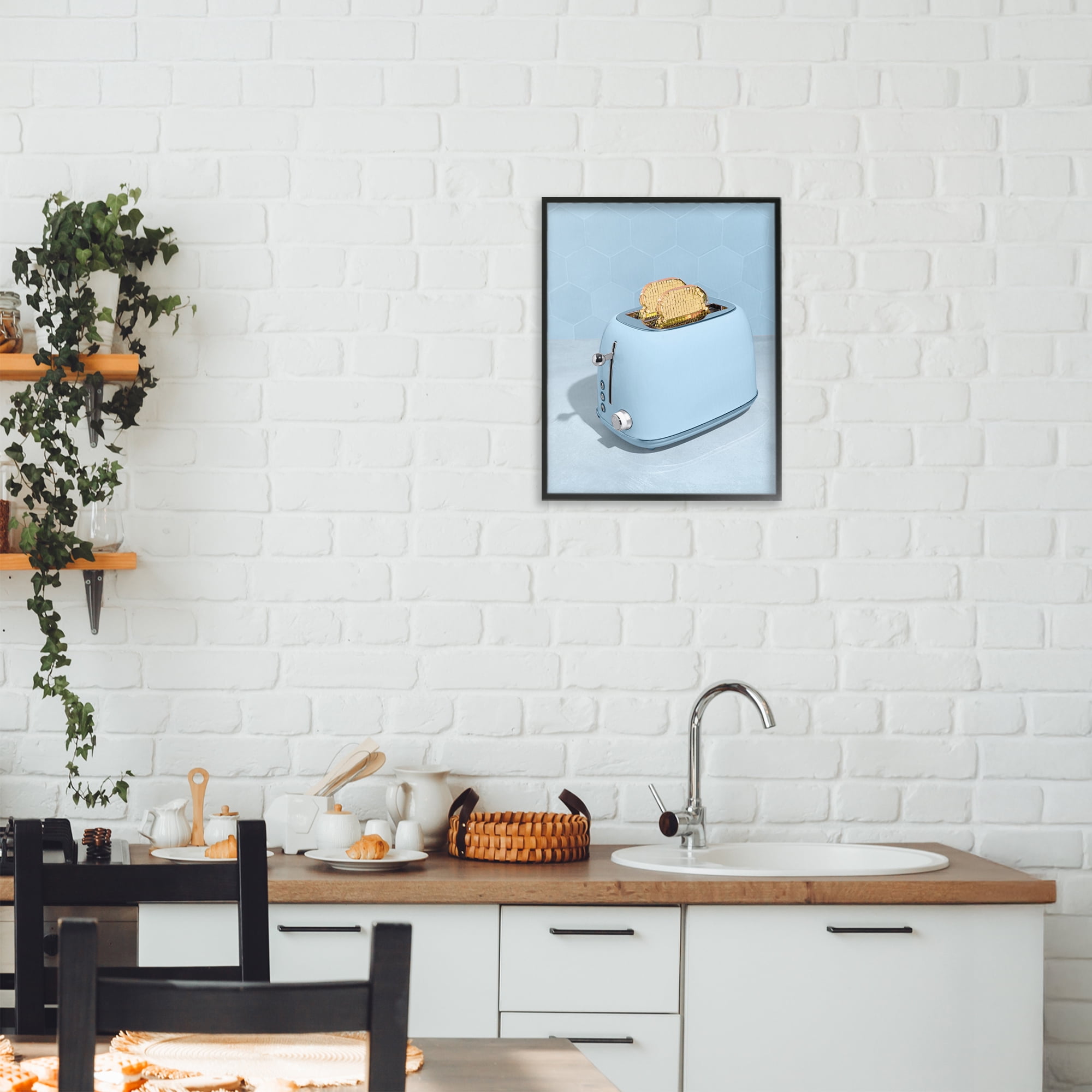 Stupell Industries Golden Disco Toaster Over Black Framed Giclee Art, design by LISH Creative