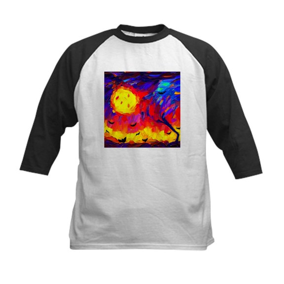 CafePress - Halloween Modern Abstract Oil Painting Kids Baseball T Shirt - Kids Cotton Baseball Jersey, 3/4 Sleeve Shirt