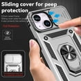 thumbnail image 5 of Allytech Rotatable Ring Holder Case for iPhone 15 - Military Grade Drop Protection - Slide Camera Cover - Heat Dissipation - Anti-Scratch Stand Case Support Magnetic Car Mount, Silver, 5 of 9