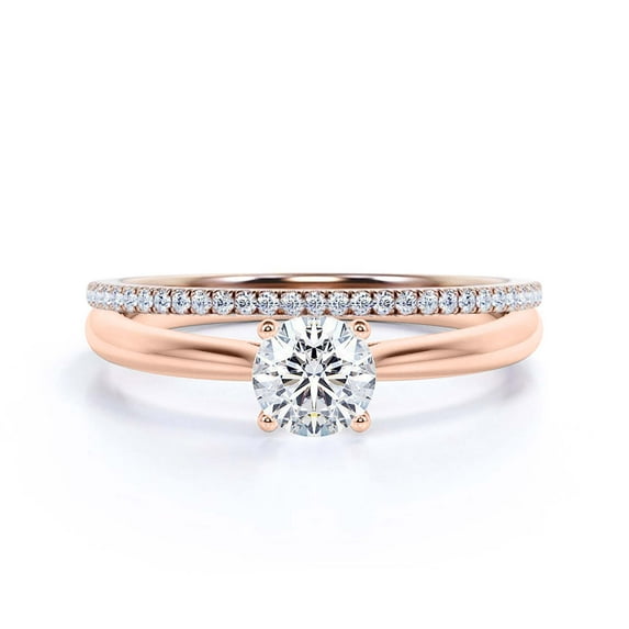 Spectacular And Decorative 1.50 Carat Round Cut Diamond Moissanite Solitaire Engagement Ring, Wedding Ring, Bridal Set in 10k Solid Rose Gold, Gift For Her,Promise Ring, Anniversary Ring