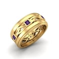 thumbnail image 2 of 2mm Square Amethyst 925 Sterling Silver Gold Vermeil Twisted Rope Stackable Valentines Day Gifts Ring, 2 of 4