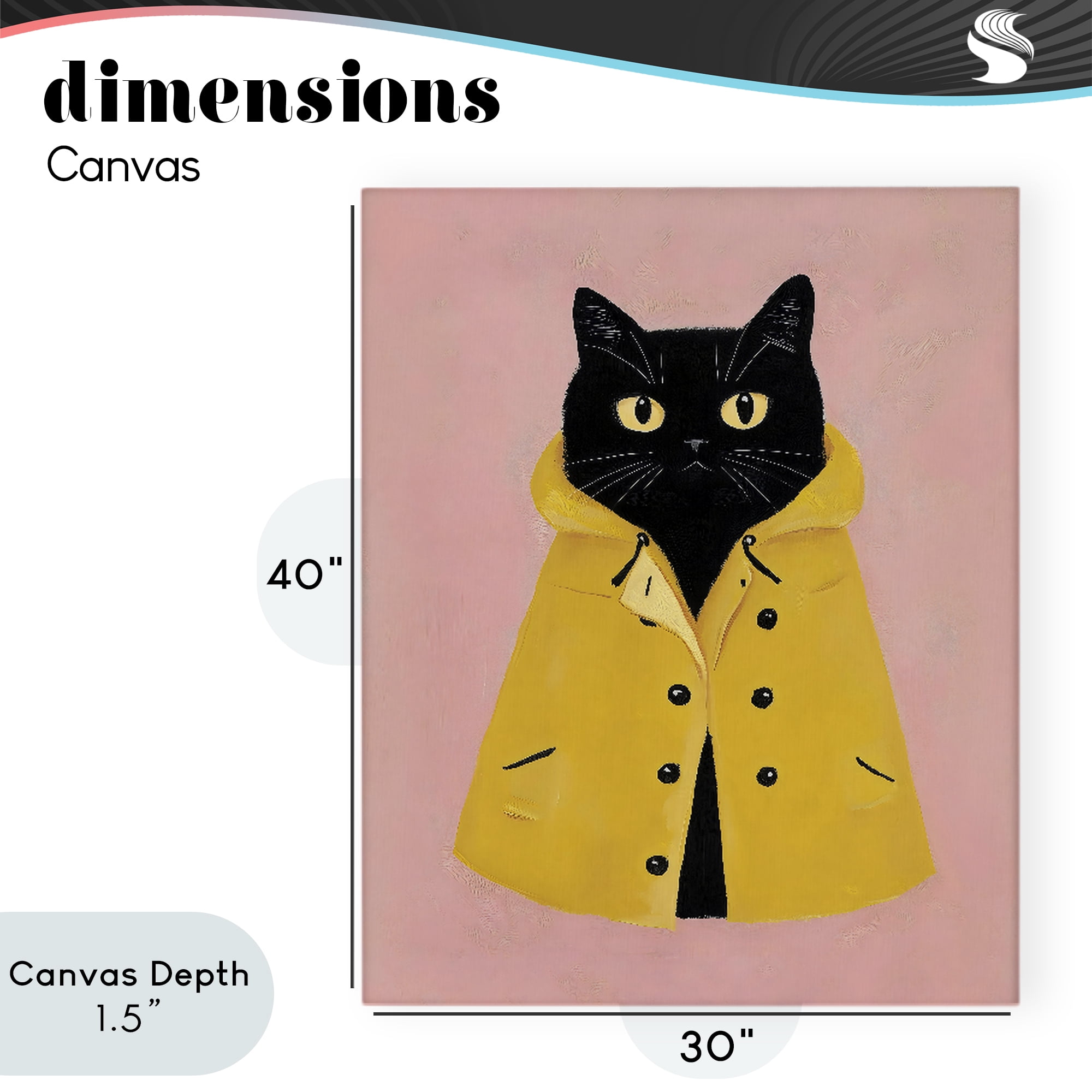 Stupell Industries Black Cat in Yellow Raincoat Canvas Wall Art, design by The Prints Vibe