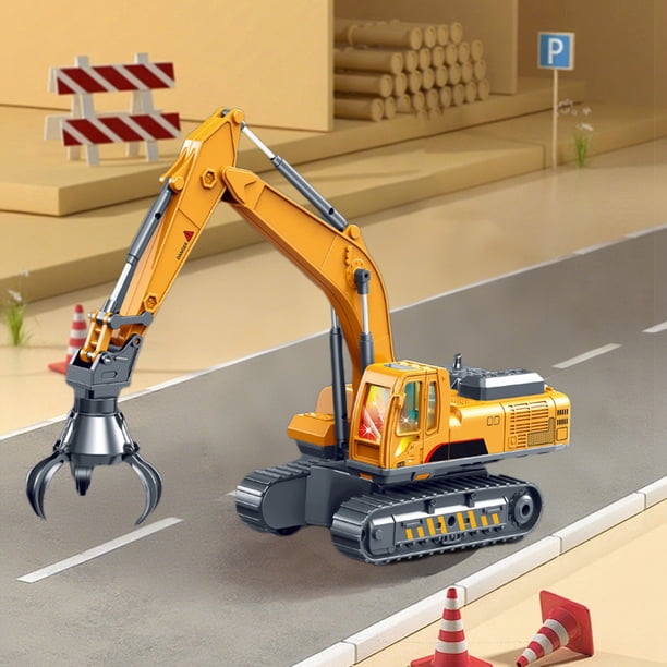Excavadora de ingeniería con sonido y música de gran tamaño para niños, modelo de perforación terrestre