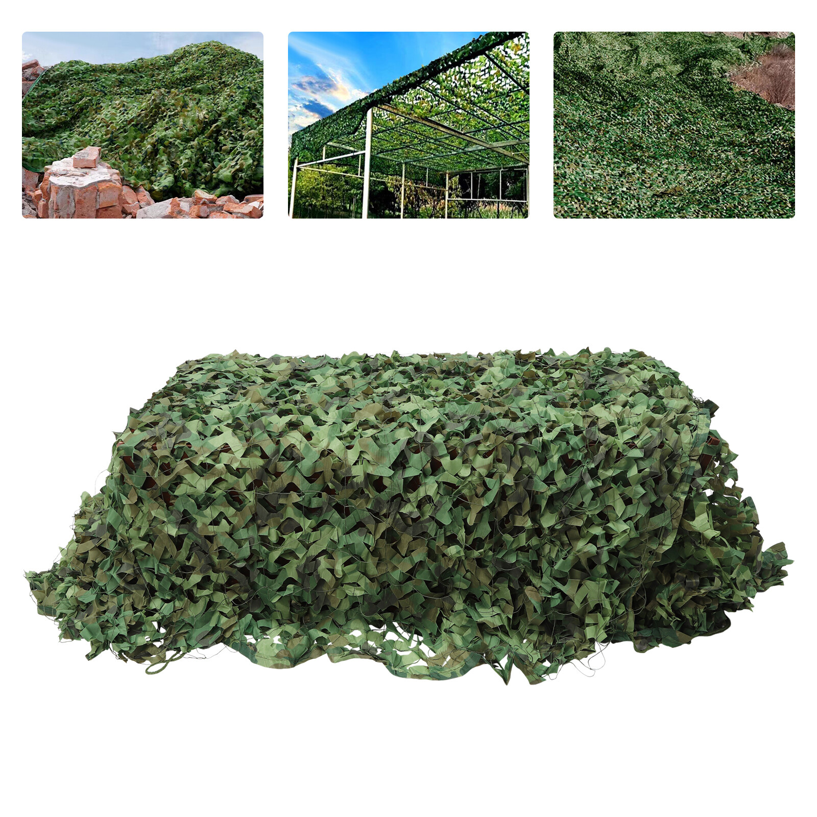 10ft X 16ft Camo Netting, Durable Reusable Jungle Camouflage Net with Ropes for Hunting, Military Gear, Airsoft, Privacy Fence, & Outdoor Photography Cover