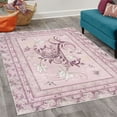thumbnail image 2 of Spring Decorative Rug, Swirling Floral Look Design of Blossoming Flowers and Flying Butterflies, Quality Carpet for Bedroom Dorm and Living Room, 6 Sizes, Baby Pink and Plum, by Ambesonne, 2 of 4