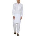 thumbnail image 1 of Royal Kurta Men's Polycotton Neck Embroidered Pathani Suit Off-White, 1 of 1