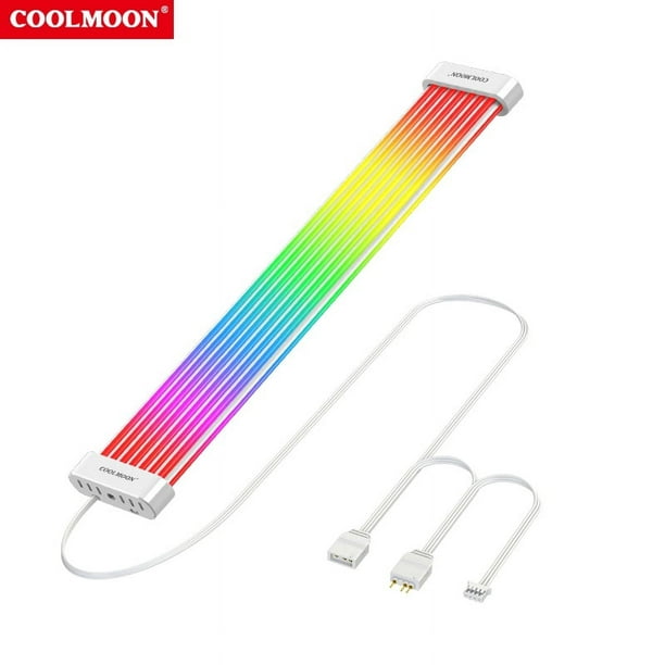 COOLMOON Light Strip 8Pin / 24Pin ARGB Glow Neon Cord 5V Sync Accesorios de computadora