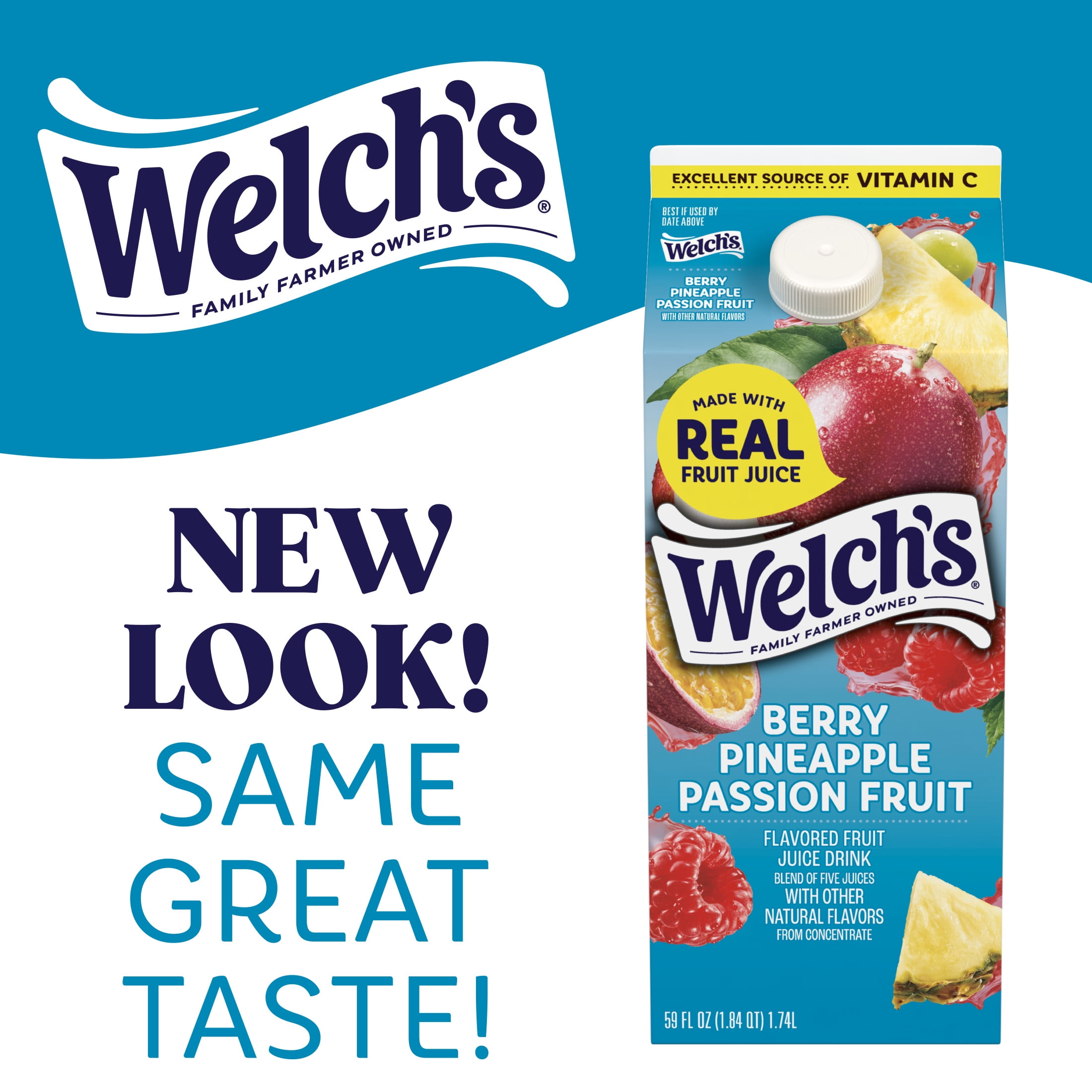 Welch's Berry Pineapple Passion Fruit Fruit Juice Drink, 59 fl oz carton