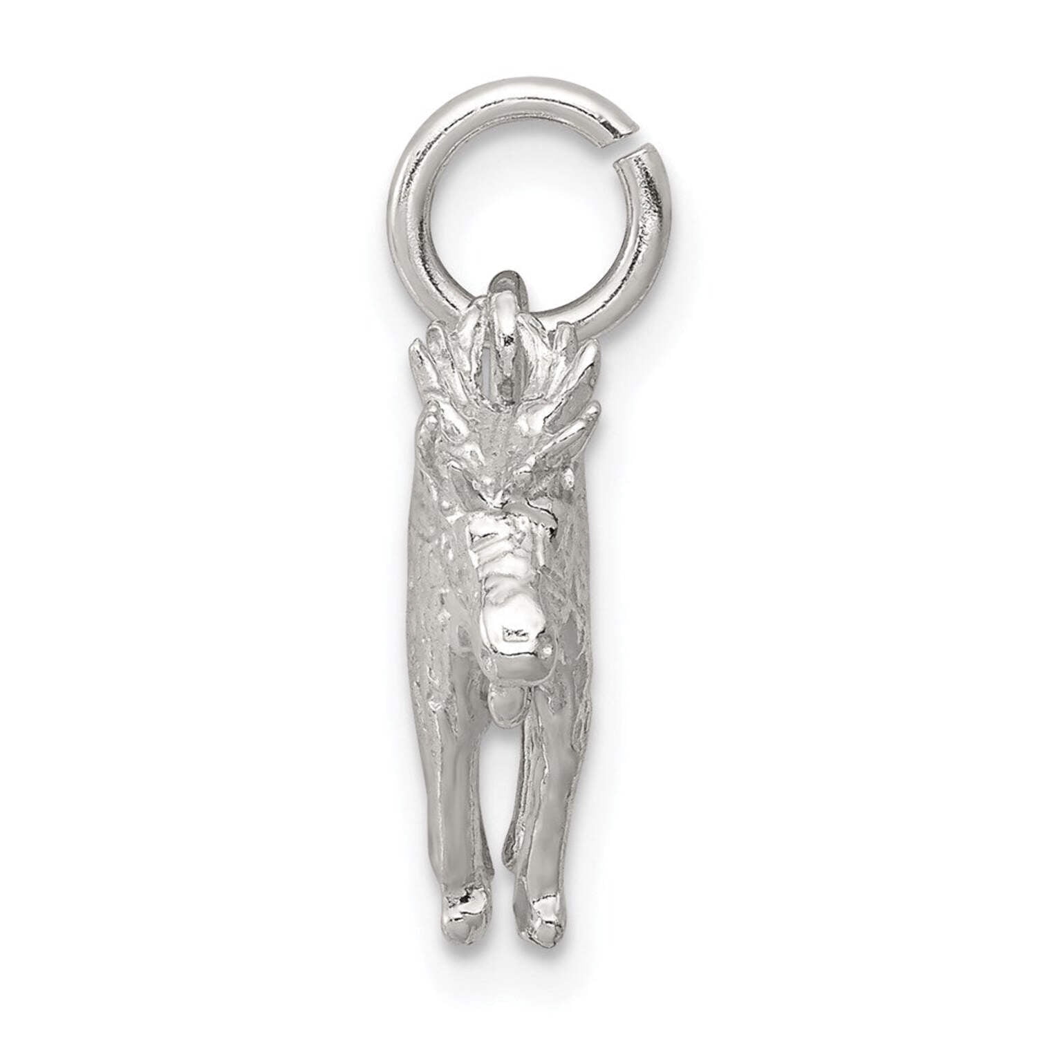925 Sterling Silver Solid Polished Moose Charm 17x16mm Wide Pendant Necklace for Women - 2.3 Grams