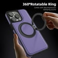 thumbnail image 4 of 3-in-1 [Magnetic+KickStand+Ring Holder] for iPhone 15 Pro Max PU Leather Case, Compatible with MagSafe, Invisible 360° Rotatable Ring Stand Shockproof Protective Magnetic Cover,Purple, 4 of 8
