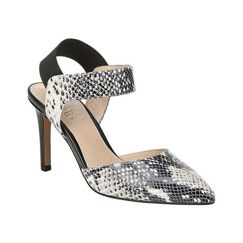 franco sarto lima printed leather elastic strap heel
