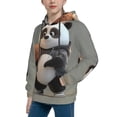 thumbnail image 2 of Disketp Cartoon Pandas Basketball Youth Hoodie Sweatshirt for Boys Girls Kids Pullover Hooded Classic Casual Essentials Hoodie-Medium, 2 of 6