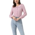 thumbnail image 1 of CAMISA DE BOTONES DE MANGA LARGA CON PUNTOS SUIZOS PARA MUJERES CHIC INSPIRAR CUELLO PETER PAN M ROSA, 1 of 5