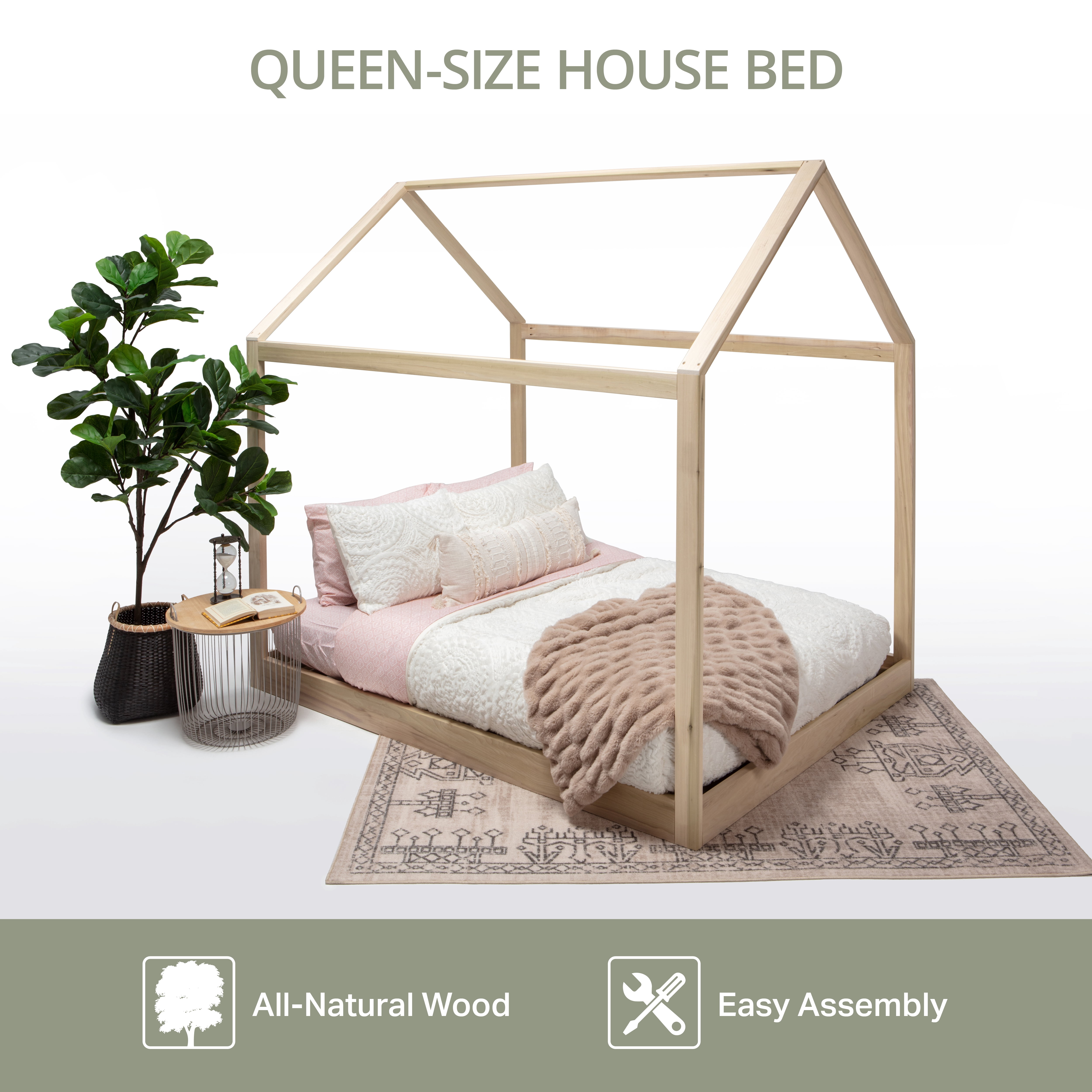 American Furniture Classics QUEEN S House Canopy Bed, Natural - Queen Size