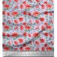 thumbnail image 1 of Soimoi Rayon Fabric Stripe,Leaves & Peony Floral Printed Fabric 1 Yard 42 Inch Wide, 1 of 3