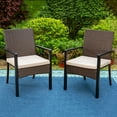 thumbnail image 4 of MF Studio 6-Piece Patio Furniture Set with Umbrella, Wicker Chairs & Square Table for Dinner, Party & Conversation, Brown & Beige, 4 of 18