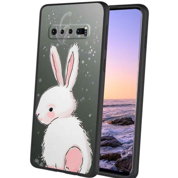 Compatible with Samsung Galaxy S10+ Plus Phone Case, Cute-Rabbit-37 Case Men Women, Flexible Silicone Shockproof Case for Samsung Galaxy S10+ Plus