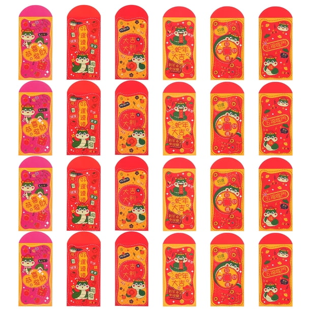 24 sobres rojos de la suerte para el Año Nuevo chino, sobres rojos para el Año Nuevo chino, sobres tradicionales Hongbao para el Año Nuevo chino, decoraciones para el Año Nuevo Lunar, sobres rojos d