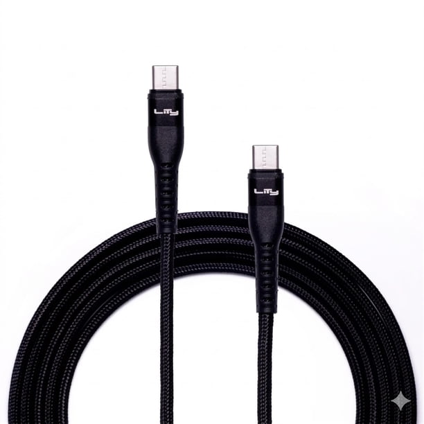 Cable USB Tipo C a Tipo C de 2 Metros, Nylon, Carga Rápida de 60W para Móviles y Dispositivos