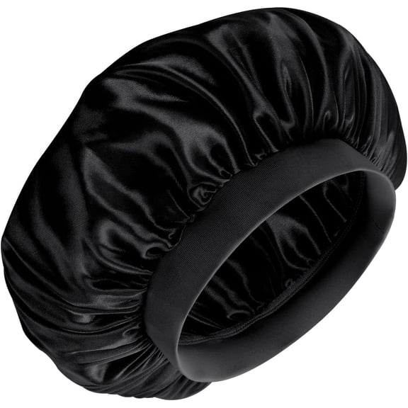 Satin Bonnet for Sleeping,Silk Bonnet for Kids,Toddler Bonnets Kids Satin Bonnets Double Layer Silk Sleep Cap for Men Women Boys Girls Soft Satins Lined Cap Hat for Natural Curly Hair(Black)