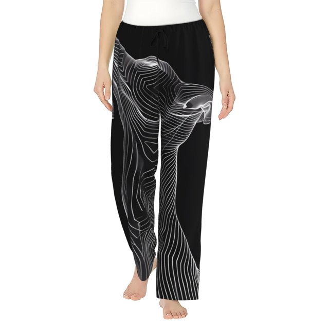 Balery Geometric Lines Dog Art Pantalones de pijama para mujer, pijamas ultraligeros, pantalones de estar por casa-Large