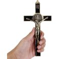 thumbnail image 1 of Crucifijo de pared de Jesucristo Cruz religiosa sagrada Decoración artesanal en 3D Jesucristo en soporte 19,5 x 9,5 cm Decoración antigua, 1 of 5