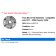 thumbnail image 2 of Front Wheel Hub Assembly - Compatible with 1999 - 2004 Chrysler 300M 2000 2001 2002 2003, 2 of 2