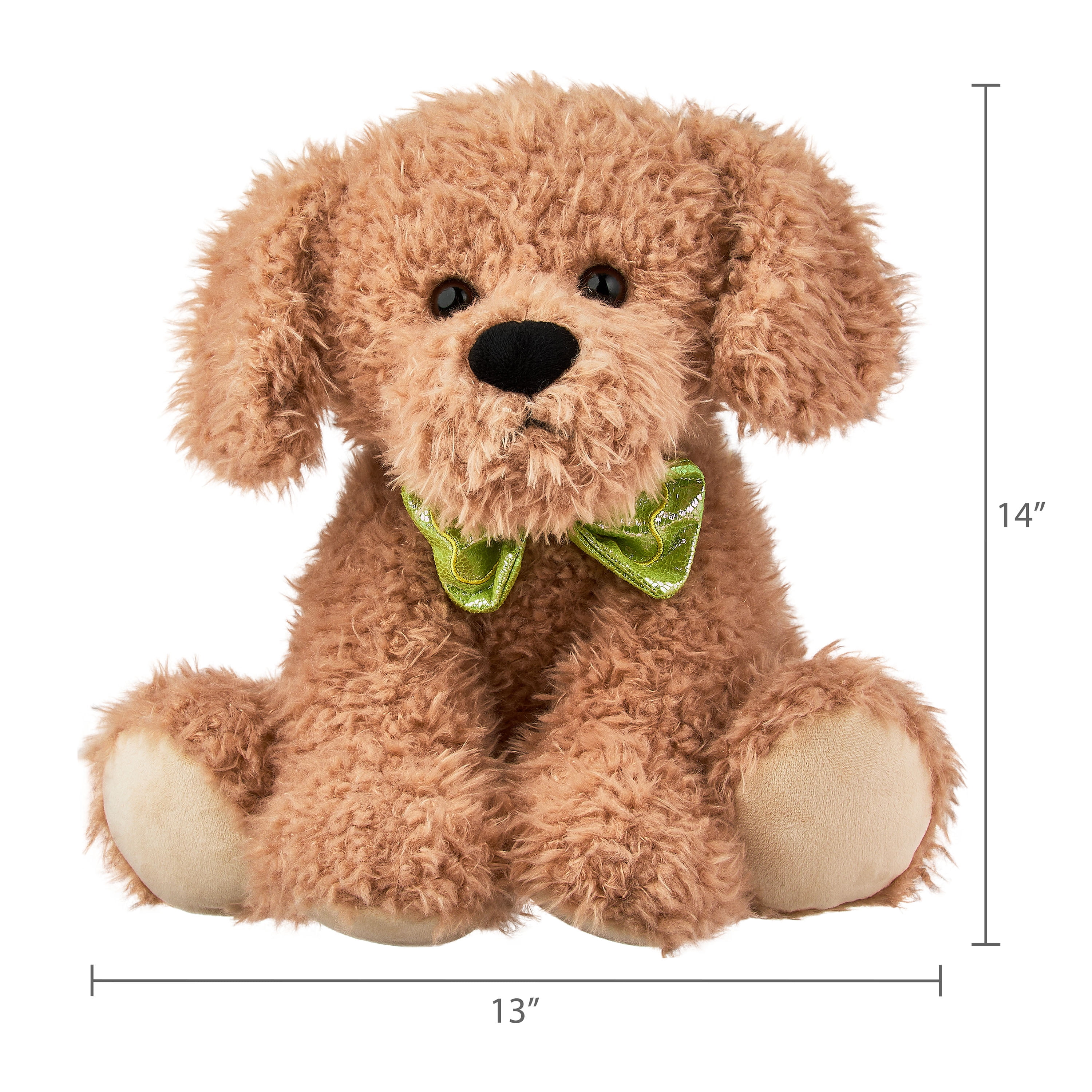 Way To Celebrate Puppy Plush Toy with Bow Tie, Brown, 17 in
