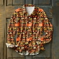 thumbnail image 2 of Halloween Shirts for Men Pumpkin Casual Long Sleeve Button Down Lapel Blouse Outdoor Loose Fit Mens Shirts Black XL, 2 of 5