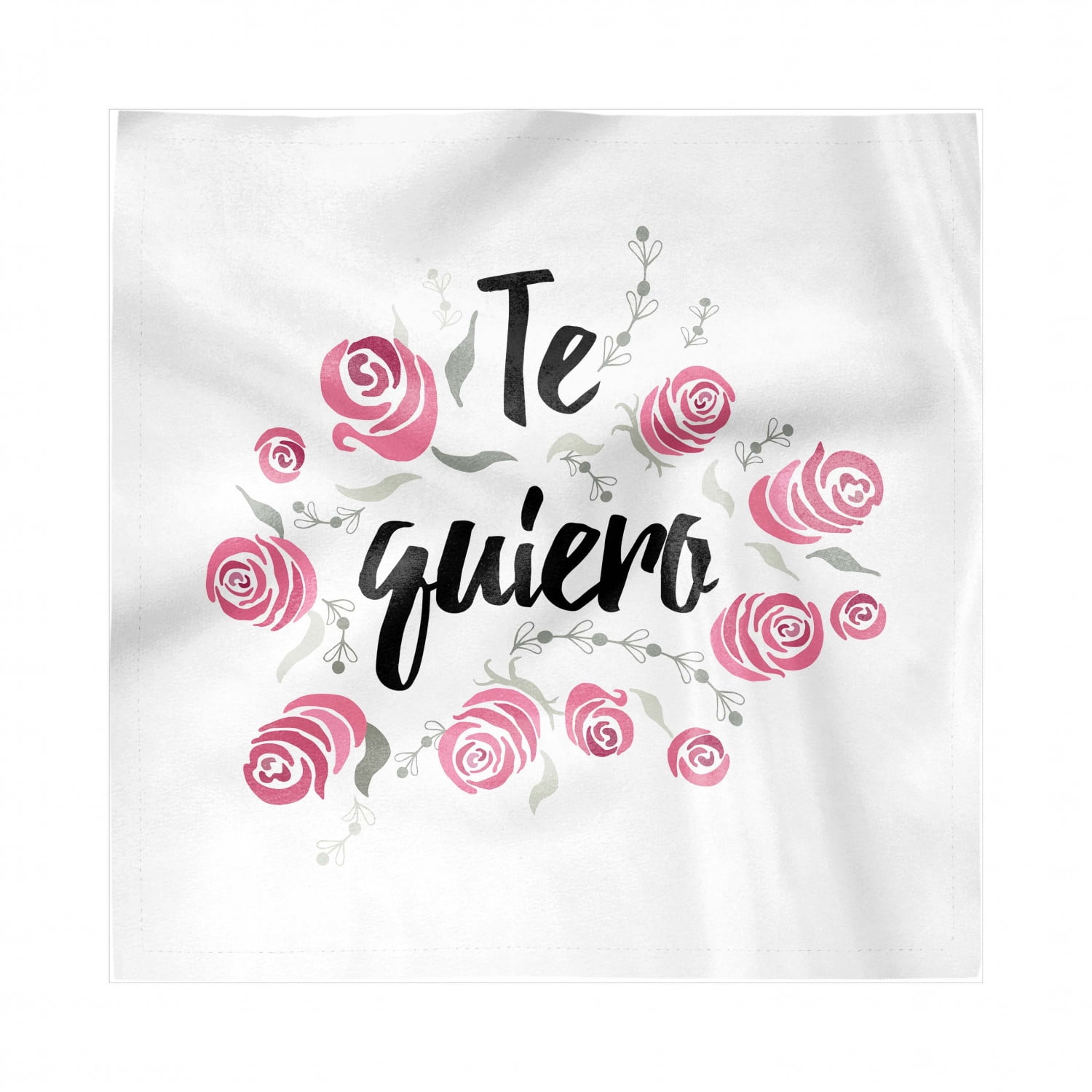 Spanish Decorative Satin Napkins Set of 4, Te Quiero Typography with
