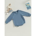 thumbnail image 3 of Cenuakty Baby Girls Boys Sweatshirts Rompers Solid Color Crew Neck Long Sleeve Toddler Jumpsuits Fall Clothes Infant Bodysuits, 3 of 8