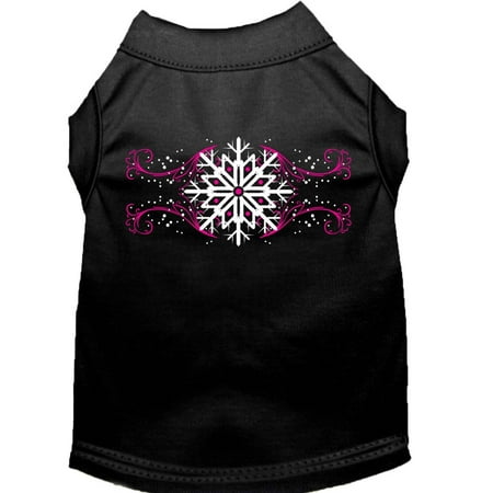 Christmas Screenprinted Dog Shirt, "Pink Snowflake Swirls"