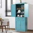 thumbnail image 7 of KIGOTY Blue Kitchen Pantry Cabinet Freestanding Cupboard with 2 Cabinets, Drawer and Adjustable Shelves for Kitchen ,Dinging Room, 7 of 7