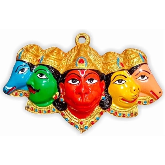 MASSIVE MART Multi Face Color Panchmukhi Hanuman Ji Idol Wall Hanging Resin for Main Door Entrance | Hanuman Statue For Home Decor & Puja