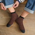 thumbnail image 3 of Fuzoiu Dark Brown Glitter Print Adult Socks, Crew Moisture-wicking Socks, Unisex Cushion Crew Socks,Casual Sports Ankle Socks, 3 of 7
