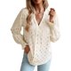 thumbnail image 2 of Blusa con escote en V para mujer, blusa de manga larga abullonada con escote en V para mujer, blusa informal para mujer, rendimiento finamente ajustado, 2 of 9