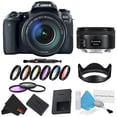 thumbnail image 1 of Canon EOS 77D DSLR Camera with 18-135mm Lens Bundle w/ 9 Piece Filter Kit + Bonus 50mm Lens (Intl Model), 1 of 5